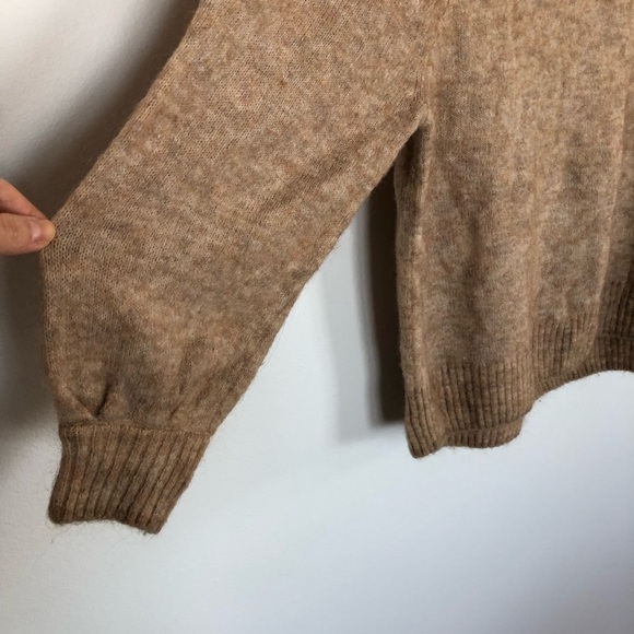 H&M Wool blend cowl neck boxy oversized puff sleeve sweater size small - Picture 2 of 5